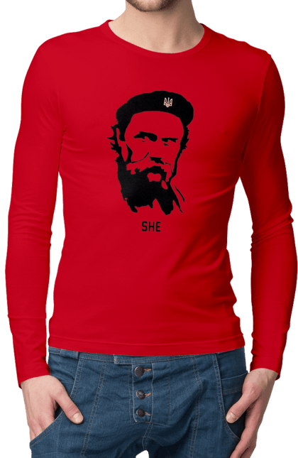 Чоловічий лонгслів з принтом "Шевченко". Берет, кобзарь, тарас, украина, шевченко. 2070702