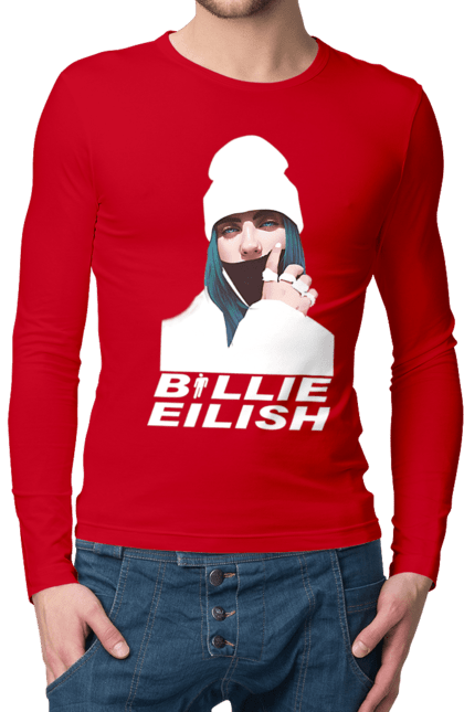 Чоловічий лонгслів з принтом "Біллі Айліш". Біллі айліш, логотип біллі айліш, принт біллі айліш, співачка біллі айліш. 2070702