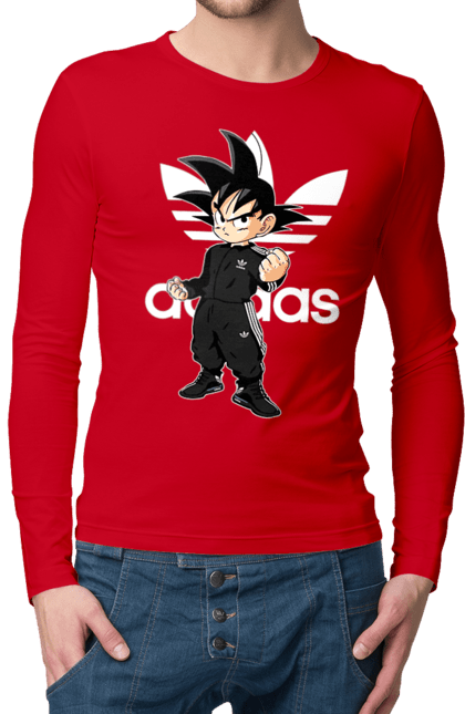 Чоловічій лонгслів з принтом "Adidas Сон Гоку". Adidas, dragon ball, manga, son goku, адідас, аніме, гоку, манга, перли дракона, сон гоку. 2070702