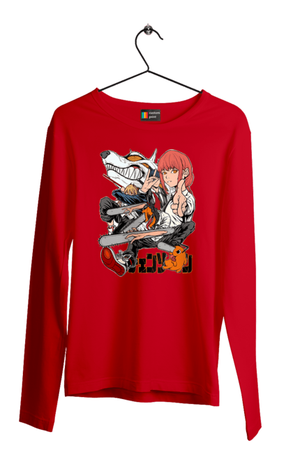 Men's longsleeve with prints Chainsaw Man. Anime, chainsaw man, demon, denji, manga, pochita, shonen. 2070702