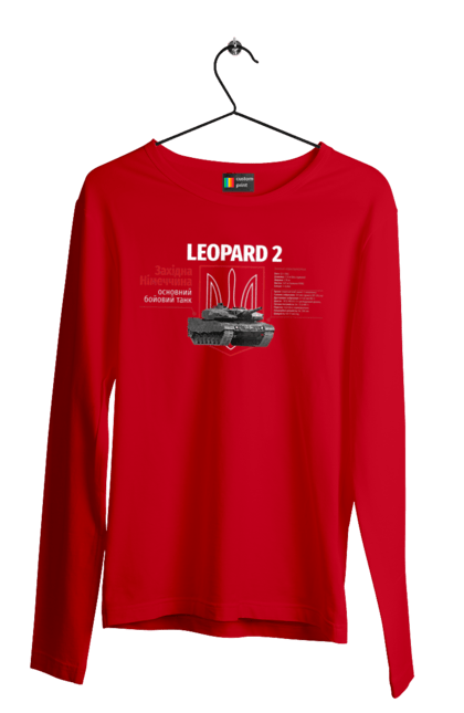 Чоловічий лонгслів з принтом "Leopard 2". Leopard 2, залужний, зброя, танк. 2070702
