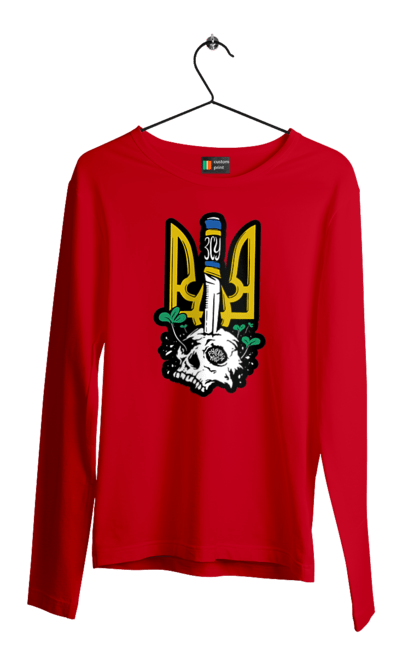 Чоловічий лонгслів з принтом "Герб ЗСУ". Герб, зсу, патріотична, прапор, череп. 2070702