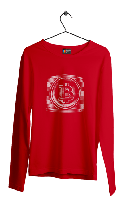 Чоловічий лонгслів з принтом "Біткоїн". Биткоин, биткойн, бінарний, біткоїн, біткойн, валюта, гроші, крипто, програміст, хакер. 2070702
