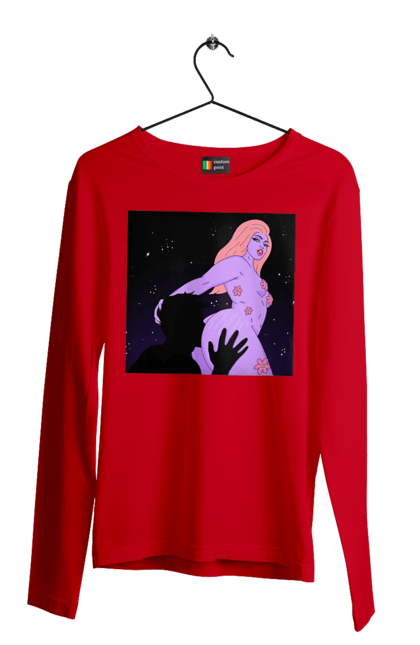 Чоловічий лонгслів з принтом "Фіолетова Дівчина". Дівчина, тіло. 2070702