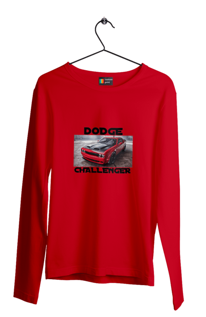 Чоловічий лонгслів з принтом "Додж челенджер". Авто, автомобіль, американська легенда, додж челенджер, класичний автомобіль, культове авто, масл кар, потужний автомобіль. 2070702
