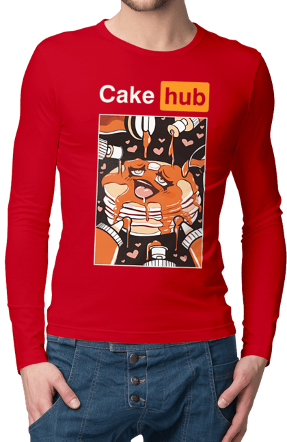 Чоловічий лонгслів з принтом "Кейк Хаб". Брутальна, гумор, кейк хаб, порн хаб, прикол. 2070702
