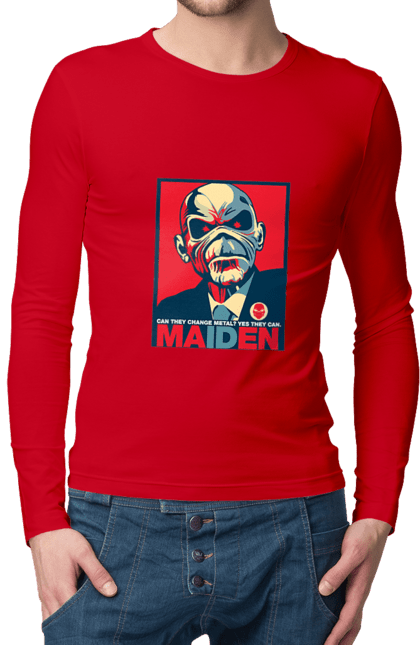 Чоловічій лонгслів з принтом "Iron maiden". Band logo, heavy music, iron maiden, monster, rock, rock band, rock music. PrintMarket - інтернет-магазин одягу та аксесуарів з принтами плюс конструктор принтів - створи свій унікальний дизайн