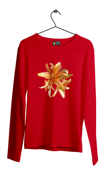 Чоловічий лонгслів з принтом "Оранжева лілія". Квітка, краса, лілія, оранжевий, помаранчевий, природа, сонячний. 2070702