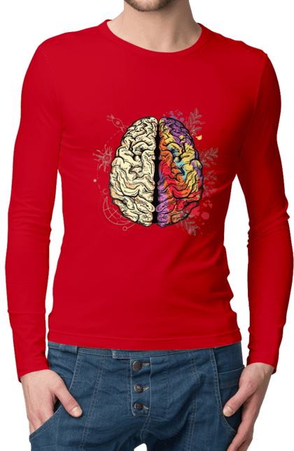 Чоловічий лонгслів з принтом "Творчість та логіка". Бінарний, біткоїн, біткойн, валюта, гроші, крипто, наука, програміст, программист, творчество, техно, хакер, художник, цветной. 2070702