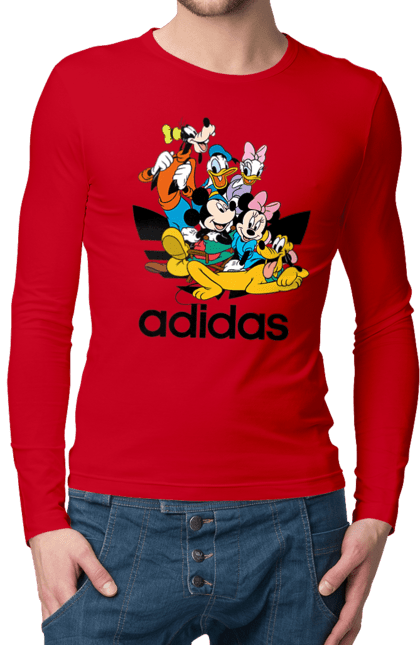 Чоловічій лонгслів з принтом "Adidas Міккі Маус". Adidas, mickey mouse, адідас, дісней, міккі, міккі маус, мультфільм. 2070702