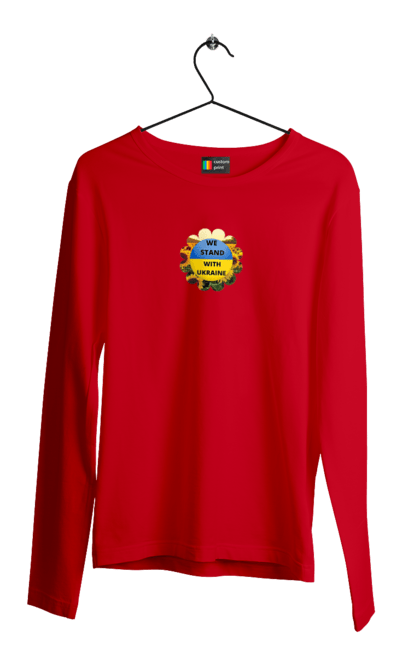 Чоловічий лонгслів з принтом "Ми з україною". Вільна країна, ми з україною, патріотизм, прапор, соняхи, україна. 2070702