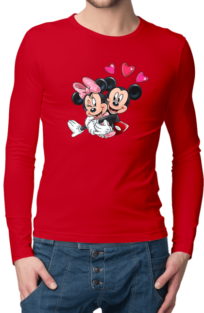 Чоловічій лонгслів з принтом "Міккі Маус та Мінні Маус". Mickey mouse, minnie mouse, дісней, міккі, міккі маус, мінні маус, мультфільм. 2070702