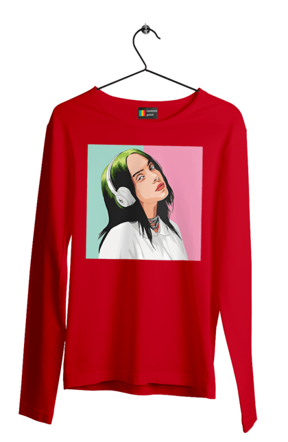 Чоловічий лонгслів з принтом "Billie Eilish". Активістка, біллі айліш, мизукант, права, співачка, тварини. 2070702