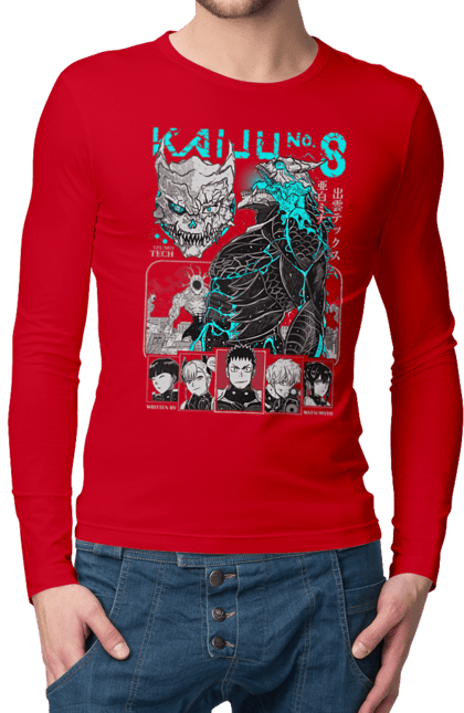 Men's longsleeve with prints Kaiju № 8 Kafka Hibino. Anime, hibino kafka, kafka hibino, kaiju, kaiju 8, kaiju 8, kaiju № 8, manga. 2070702