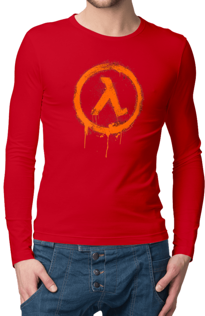 Men`s longsleeve with prints Half Life. Computer game, game, gamer, half life, mission, network game, now, passed, playstation, plot, rubilovo, sierra studios, stage. 2070702