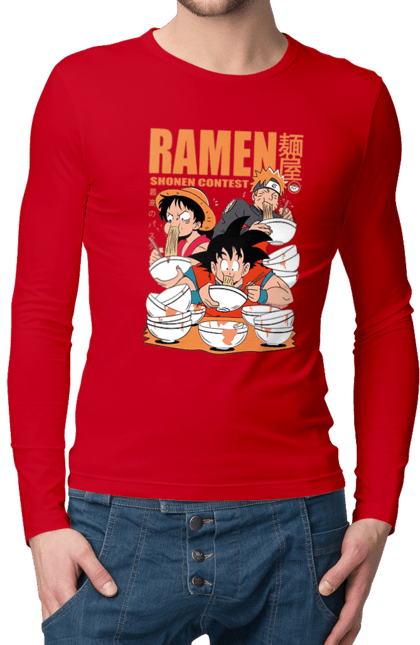 Men's longsleeve with prints Ramen. Anime, characters, food, goku, luffy, manga, naruto, ramen. 2070702