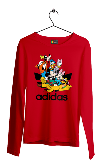 Чоловічій лонгслів з принтом "Adidas Міккі Маус". Adidas, mickey mouse, адідас, дісней, міккі, міккі маус, мультфільм. 2070702