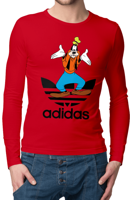 Чоловічій лонгслів з принтом "Adidas Гуфі". Adidas, goofy, адідас, гуфі, мультсеріал, мультфільм, пес, собака. 2070702