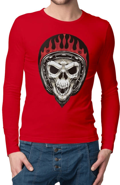 Skull in a motorcycle helmet