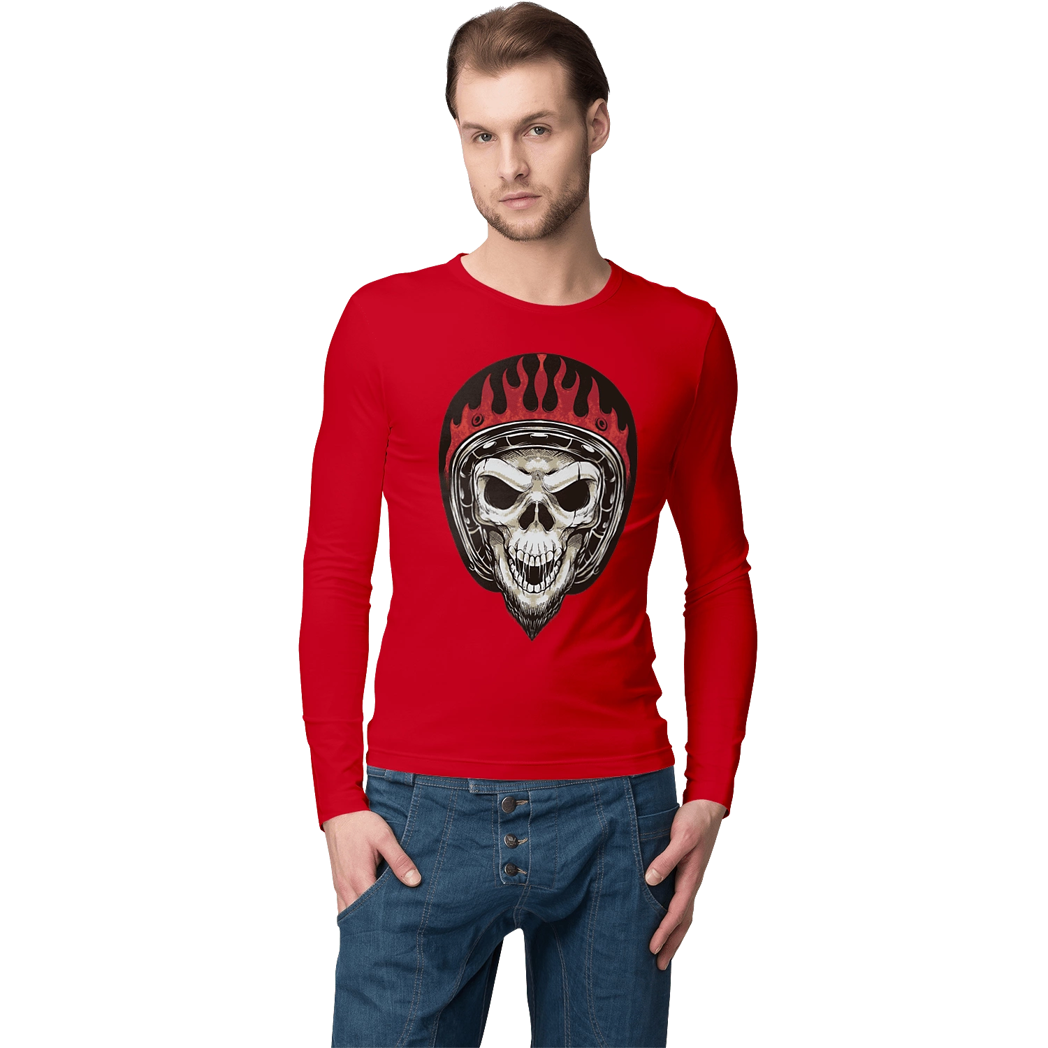 Skull in a motorcycle helmet