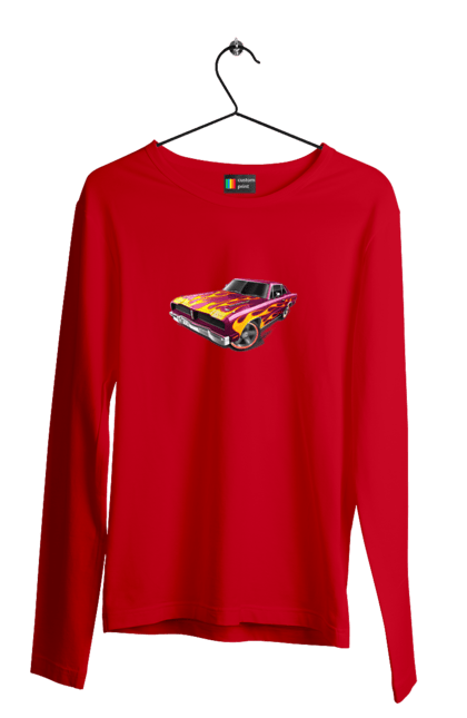 Чоловічий лонгслів з принтом "Кастом автомобіль". Авто, автомобіль, аерографія, вогонь, кастом, машина, полум я, тюнінг. 2070702
