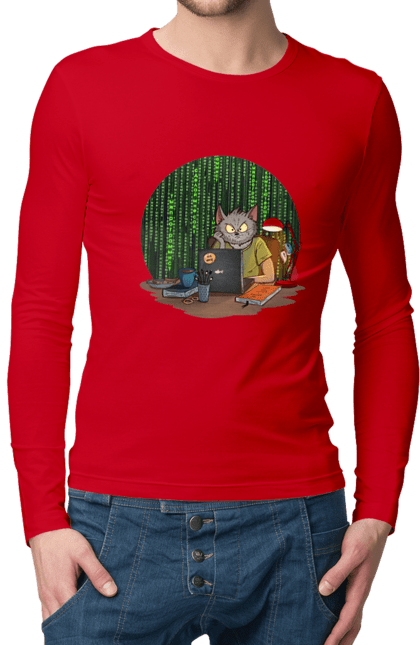 Чоловічий лонгслів з принтом "Кіт програміст". Angular, c, css, html, it, javascript, jquery, php, python, react, svelt, vue, айтишник, айті, гумор, код, кодувати, прогер, програміст, програмісти, ти ж, ти ж програміст, тиж програміст. 2070702