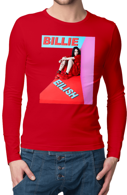 Чоловічий лонгслів з принтом "Біллі Айліш". Біллі айліш, логотип біллі айліш, принт біллі айліш, співачка біллі айліш. 2070702
