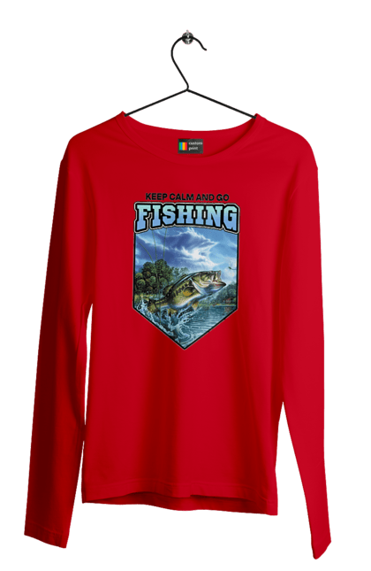Чоловічий лонгслів з принтом "Keep Calm and Go Fishing". Відпочинок на природі, для рибалок, для чоловіків, мисливці та риболови, природа, рибалка, риболовля, спінінг, хоббі. 2070702