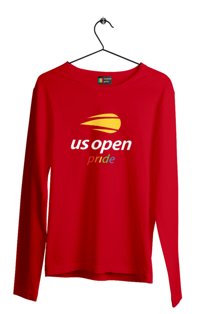 Men`s longsleeve with prints US Open pride tennis tournament. American championship, ball, hard, new york, open championship, players, prize fund, racket, sponsor, tennis. 2070702
