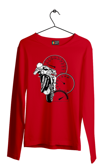 Чоловічий лонгслів з принтом "Мотоцикл Швидкість Чорний". Мото, мотоцикл, розгін, швидкість. 2070702