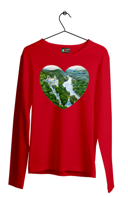 Men`s longsleeve with prints Святогорская лавра. Church, donetsk region, forest, landscape, monastery, river, svyatogorsk, ukraine. 2070702