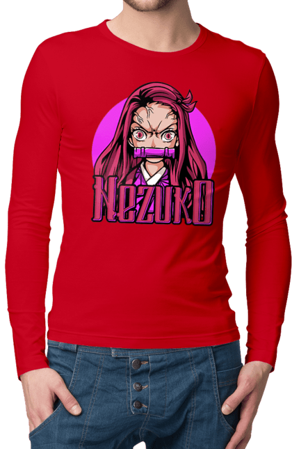 Men's longsleeve with prints Demon Slayer Nezuko. Anime, demon slayer, kimetsu no yaiba, manga, nezuko, serial. 2070702