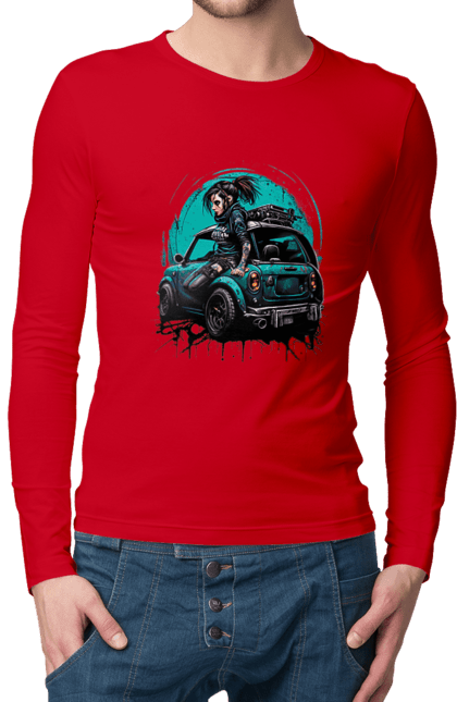 Чоловічий лонгслів з принтом "Кіберпанк дівчина". Арт, графіка, дівчата, ігри, кіберпанк, малюнок. 2070702