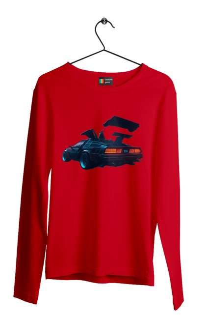 Чоловічий лонгслів з принтом "DeLorean назад у майбутнє". Автомобіль, делореан, з фільму. 2070702