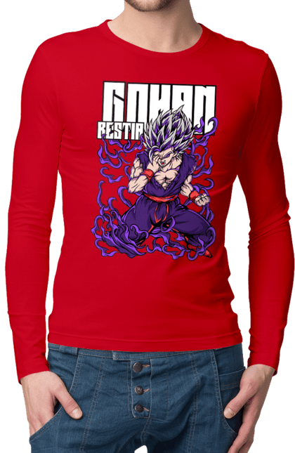 Men's longsleeve with prints Dragon Ball Gohan. Anime, dragon ball, gohan, goku, manga, tv series, vegeta. 2070702