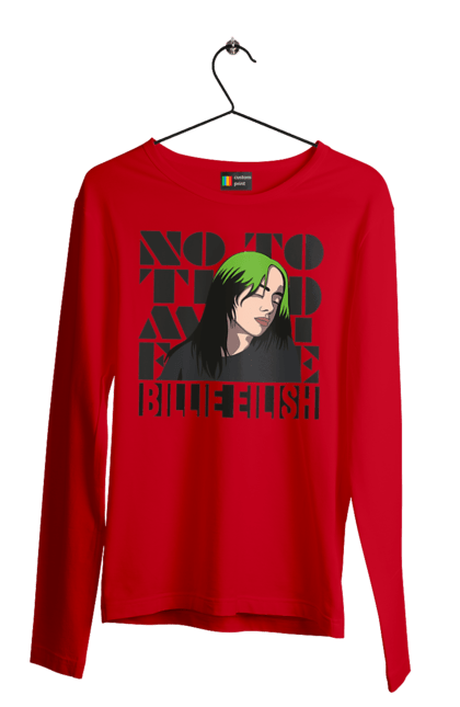 Чоловічий лонгслів з принтом "Біллі Айліш". Біллі айліш, логотип біллі айліш, принт біллі айліш, співачка біллі айліш. 2070702