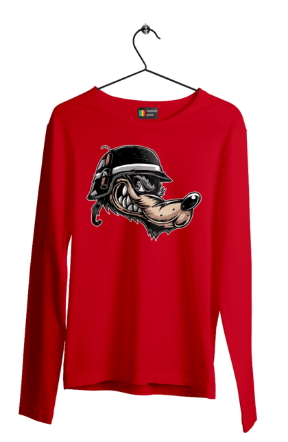 Чоловічий лонгслів з принтом "Вовк Байкер". Байк, байкер, вовк, волчара, захоплення, змагання, зуби, каска, мото, мотор, мотоцикл, мотоцикліст, мульт, мультик, мультфільм, мультяшний, ну почекай, посмішка, спорт, стиль, стильний, усмішка, хобі, шолом. 2070702