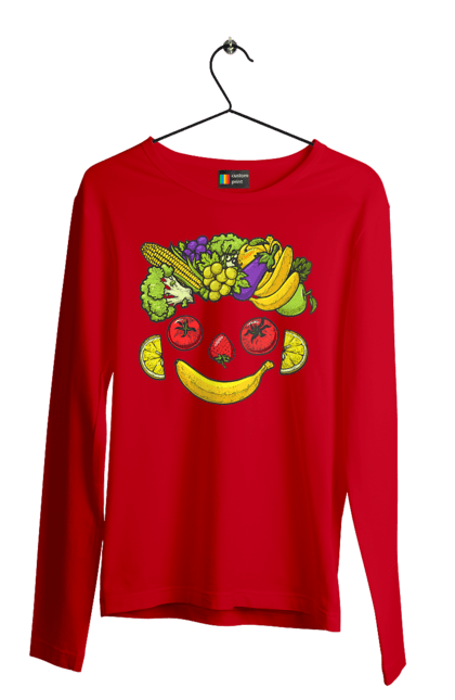 Чоловічий лонгслів з принтом "Зсж Посмішка". Зож, овоч, посмішка, фрукт. 2070702