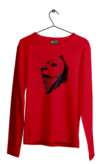 Men`s longsleeve with prints Nun. Cigarettes, cool, girl, tattoo. 2070702