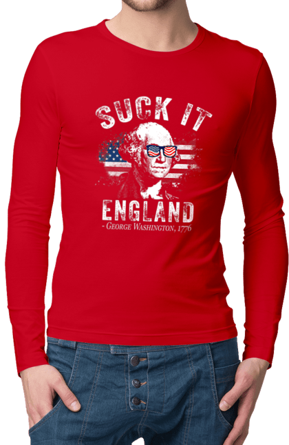 Men's longsleeve with prints Suck It, England. American spirit, england, george washington, independence, meme, patriotism, sarcasm, usa. 2070702