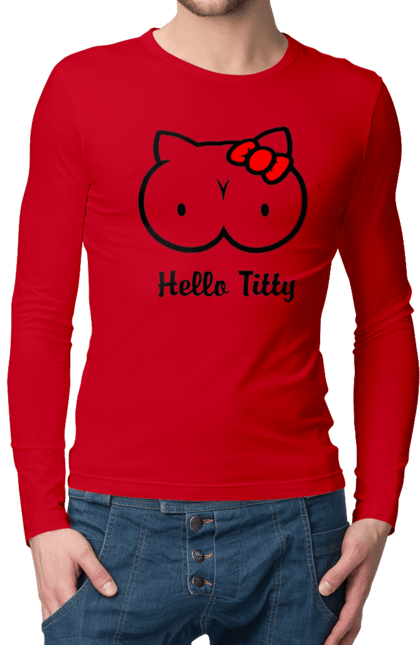 Чоловічий лонгслів з принтом "Hello Kitty". Hello, hello kitty, kitty, дорослі, краса. 2070702