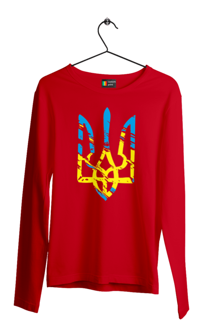 Чоловічий лонгслів з принтом "З Гербом". Герб, з гербом, з тризубом, патріотична, тризуб, як у порноактора. 2070702