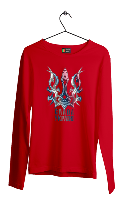 Чоловічий лонгслів з принтом "Тризуб слава Україні кольоровий". Воля, свобода, слава україні, тризуб, тризуб слава україні, україна, я українець. 2070702