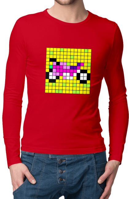 Men`s longsleeve with prints Pixel Bike. Bike, bright, color, motorcycle, pixel. 2070702