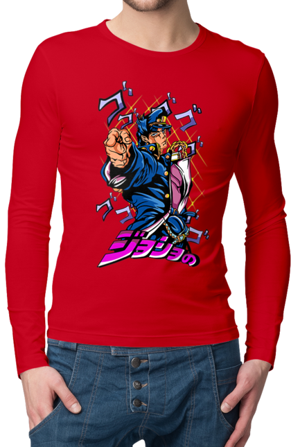 Men's longsleeve with prints JOJO Jotaro. Anime, jojo, jojo`s bizarre adventure, jojo’s bizarre adventure, jotaro, jotaro kujo, manga. 2070702