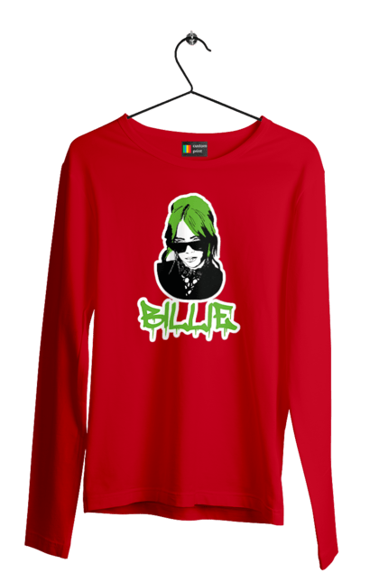 Чоловічий лонгслів з принтом "Billie Eilish". Активістка, біллі айліш, мизукант, права, співачка, тварини. 2070702