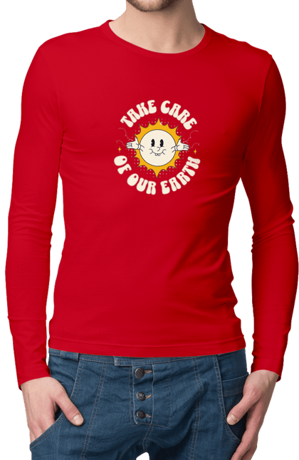 Чоловічий лонгслів з принтом "Земля". Бережіть землю, земля, любите природу. 2070702