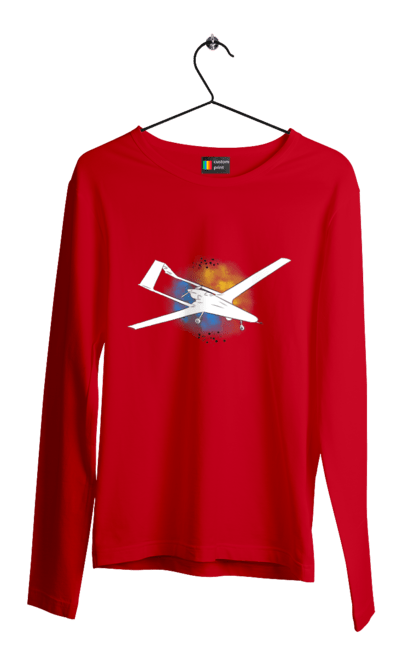 Чоловічий лонгслів з принтом "Товариш байрактар". Акварель, байрактар, небо, славаукраїні, україна. 2070702