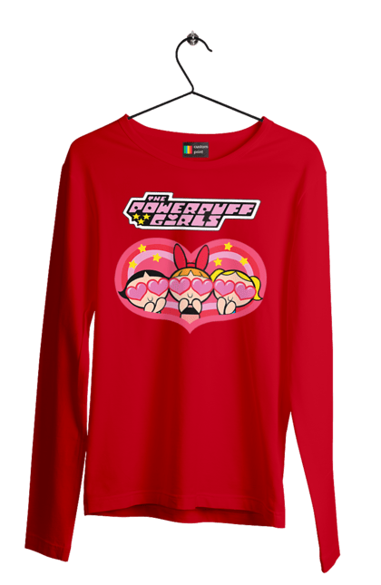 Men's longsleeve with prints Powerpuff Girls. Animated series, blossom, bubbles, buttercup, cartoon network, cool girls, heart, powerpuff girls. 2070702