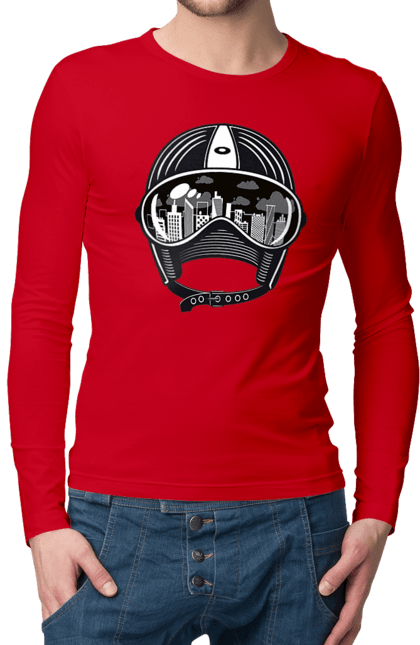 Чоловічий лонгслів з принтом "Шолом І Місто". Місто, швидкість, шолом. 2070702